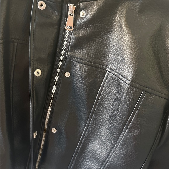 Avec Les Filles Black Cropped Vegan Leather Jacket - Size XL - Picture 10 of 13
